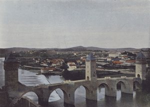 Cahors, Pont Valentre (värillinen kuva) tekijältä (after) French Photographer