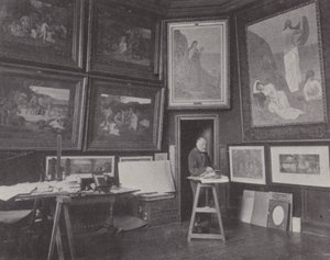Ranskalainen taidemaalari Pierre Puvis de Chavannes studiossaan (m/w kuva) tekijältä (after) French Photographer