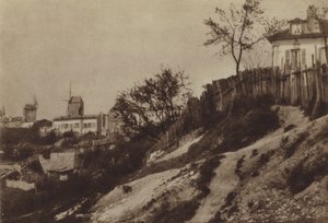 Montmartren puutarhat ja Blute-evätuulimylly noin 1860 (b/w kuva) tekijältä (after) French Photographer