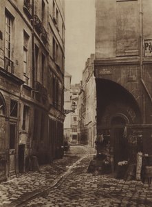 Rue des Marmousets vuonna 1864, otettu rue Saint-Landryltä, oli uuden Hotel-Dieun paikalla (m/v kuva) tekijältä (after) French Photographer