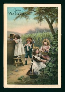 Lapset poimimassa viinirypäleitä (chromolitho) tekijältä (after) French School