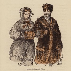 Hygieeninen talvipuku (värillinen kaiverrus) tekijältä (after) French School