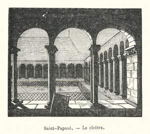 Saint-Papoul, luostari (kaiverrus) tekijältä (after) French School