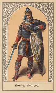 Kärntenin Arnulf, Itä-Frankian kuningas ja Pyhän saksalais-roomalaisen keisari (värilitografia)