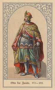 Otto II, Saksan ja Italian kuningas ja Pyhän saksalais-roomalaisen keisari (värilitografia) tekijältä (after) German School