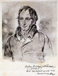Georg Wilhelm Friedrich Hegelin (1770-1831), saksalaisen filosofin ja idealistin muotokuva. Kaiverrus G. Henselin piirustuksen mukaan.