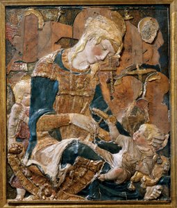 Madonna ja lapsi, basreliefi (terrakotta) tekijältä (attr. to) Donatello