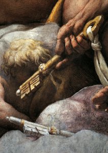 Visão de São João Evangelista em Patmos, Ascensão de Cristo entre apóstolos, ou Cristo em Glória por Antonio Allegri, conhecido como Correggio (1489-CA 1534), Fresco, 966x888 cm de diâmetro na base, detalhe, igreja de São João Evangelista, Dome, Dome, Parm