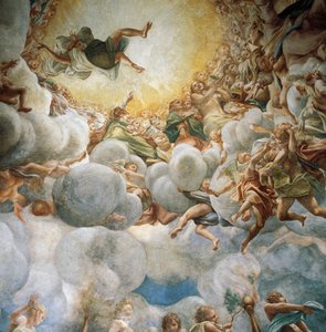 Eeva ja Maria nousemassa, yksityiskohta Neitsyt taivaaseen tekijältä (c.1489 1534) Correggio