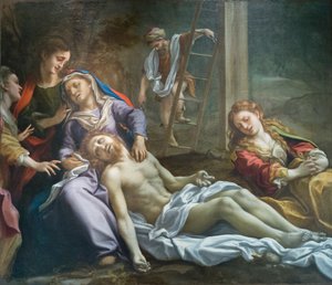 Kristuksen valitus, noin 1524 (öljy kankaalle). tekijältä (c.1489 1534) Correggio