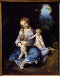 Antonio Allegrin Neitsyt, Jeesus ja Pyhä Johanneksen lapsimaalaus (tunnetaan nimellä Correggio tai Correge 1489-1534) 1500-luvun Madrid, Prado-museo