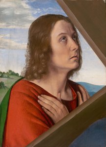 Katkelma teoksesta Kristus kantaa ristiä: Johannes evankelista: Pyhä Johannes evankelista tekijältä (fl.c.1483 c.1529) Master of Moulins