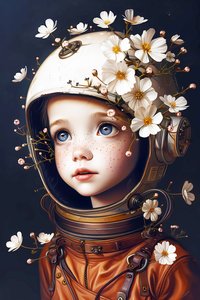 lapsi astronautti planeetalla Kukat, mukautettuja kuvapainatuskokoja tekijältä F. Abderrahim