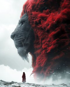 Lion  Man : fantastinen julisteen suunnittelu seinätaiteen tulosteita varten tekijältä F. Abderrahim