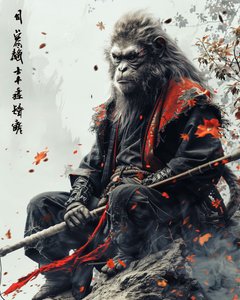 Samurai apina kuvitus : pyynnöstä seinätaide tulosteita  koriste Julisteet tekijältä F. Abderrahim