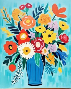 Matisse inspiraatio kukkia maljakossa | kukka taidetulosteita seinäkoristeeksi tekijältä F. Abderrahim