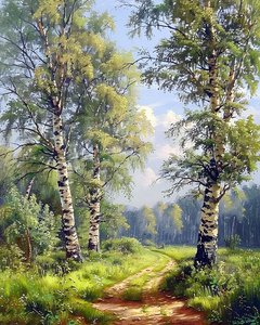 Maisema Lumottu metsä, seinäkoriste olohuoneeseen tekijältä F. Abderrahim