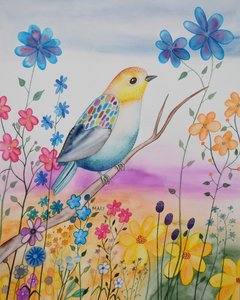 Moderni lintu tekijältä Marys Watercolors