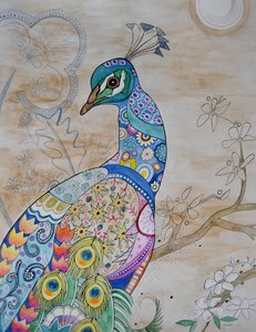 Ylpeä riikinkukko tekijältä Marys Watercolors