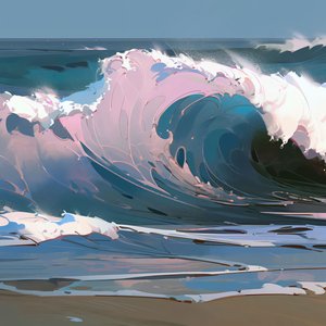 Ocean Beach Kauniit aallot ja vesi, kodin seinäkoriste makuuhuoneeseen tekijältä F. Abderrahim