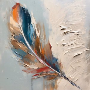 Punainen Sininen Feather kuvioitu Osittainen öljymaalaus, online mukautetun kankaalle tulostaa tekijältä F. Abderrahim
