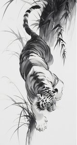 Leopardi metsässä, luonnos piirustus, japanilainen taide, Custom Canvas Prints, Custom Canvas Prints tekijältä F. Abderrahim
