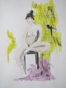 Istuva alaston