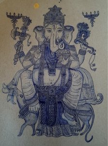 Ganesha ratsastaa Vahanalla.