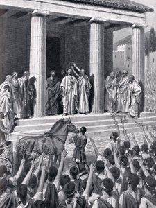 Spartassa kunnioitettu Themistokles, kuva Hutchinsonin kansojen historiasta, 1915