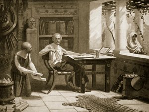 Xenophon sanelemassa historiaansa, kuvitus "Hutchinsonin kansakuntien historiasta", 1915