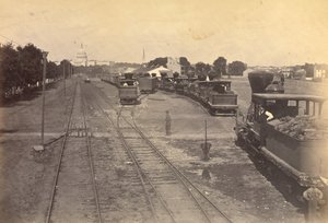 N:o 189. Maryland Avenue Depot, Washington, D.C., jossa on Alexandriasta turvaan lähetettyjä vetureita.