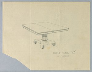 Suunnittelu mahonkiruokapöydälle "C".