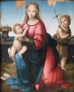 Madonna ja lapsi Nuoren St Johnin kanssa, Andrea Piccinelli, joka tunnetaan nimellä il Brescianino (öljy paneelissa) tekijältä A. (1485-c.1525) Piccinelli