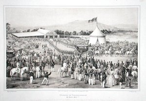 Kenraali Faustin Soulouque (n.1785-1867) kruunattiin Haitin keisariksi tekijältä A. (after) Hartmann
