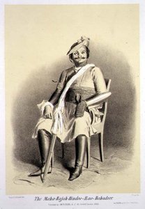 Maha-Rajah-Hindoo-Rao-Babadoor, Jules Trayerin (1824-1901) Lontoossa julkaisemasta "Voyage in India" -teoksesta. tekijältä A. (after) Soltykoff