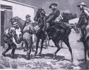 Esauksen pakoyritys, teoksesta After Pretoria: The Guerilla War, jonka on julkaissut Harmsworth Bros Limited, 1901.