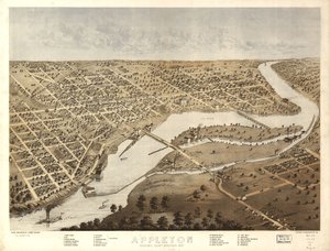 Appleton, Outagamien piirikunta, Wisconsin 1867. LOC 73694533 tekijältä A.; Chicago Lithographing Co. Ruger