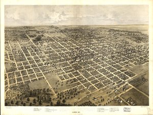 Bloomington, Illinois 1867. LOC 73693345 tekijältä A.; Chicago Lithographing Co. Ruger