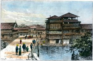 Yebisin silta, Kosaka, Japani, 1891 tekijältä A. Forsyth