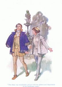 Herttua oli ihanan tyytyväinen tämän komean nuoren (Twelth Night) osoitteeseen ja käytökseen Tales from Shakespeare -pubista. kirjoittanut Ward Lock & Co Ltd tekijältä A. Jackson