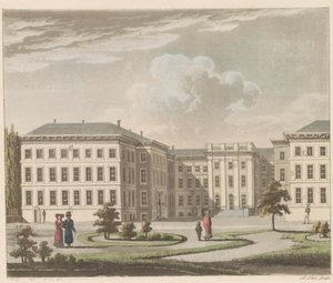 Noordeinden palatsi Haagissa, 1810-1825 Le Palais royal à La Haye, vu du jardin / Haagin kuninkaallinen palatsi puutarhan puolelta katsottuna (otsikko esineessä)