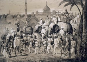 Lucknow, pääkatu, kirjasta Voyages in India, 1859.