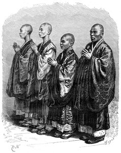 Buddhalaiset rukouksessa, Japani, 1800-luku.
