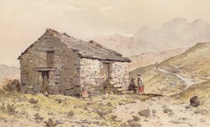 Hytti Ghorphwysfassa, Pohjois-Wales (chromolitho) (kromoliitti) tekijältä Aaron Edwin Penley
