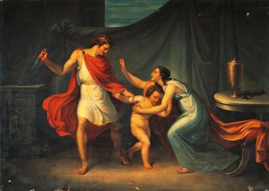 Pyrrhus uhkaa pienen Astyanaxin henkeä tekijältä Abbondio Bagutti