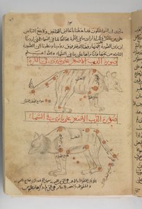Kitab suwar al-kawakib al-thabita Kiinteiden tähtien kuvien kirja, Iran, 1400-luvun loppu. tekijältä Abd al Rahman al Sufi