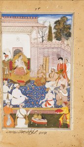 Bhishma neuvoo Yudhishthiraa neljän varnan eli kastin luonteesta, 1598 tekijältä Abdul Rahim Khan I Khana