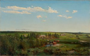 ""Le domaine de Mount Fyans en Australie"" (Mount Fyans homestead) Peinture de Louis Buvelot (1814-1888) - 1869 - Öljy kankaalle Koko 58,6x95,3 cm Australian kansallisgalleria, Canberra tekijältä Abraham Louis Buvelot