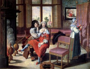 Viisi aistia: kosketus Pari silitti toisiaan. Abraham Bossen (1602-1674) maalaus 1600-luvulta. Retket, Kuvataidemuseo