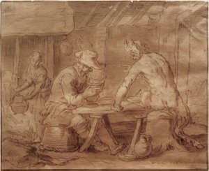 Satyyri viljelijän luona tekijältä Abraham Bloemaert